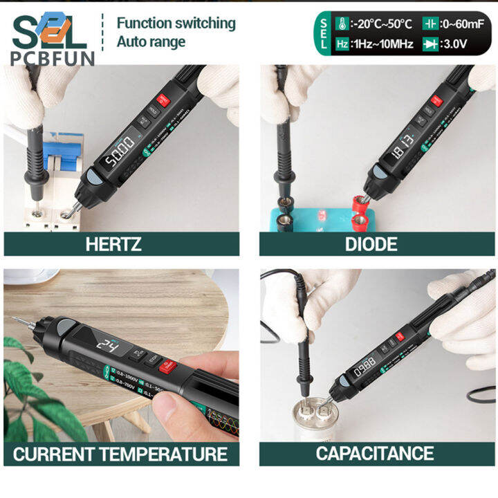 มัลติมิเตอร์แบบดิจิทัล-pcbfun-จำนวน6000-a3008อัจฉริยะเครื่องทดสอบแรงดันไฟฟ้าแบบไม่สัมผัสปากกาตรวจจับแรงดันไฟฟ้ากระแสสลับแบบไม่สัมผัส