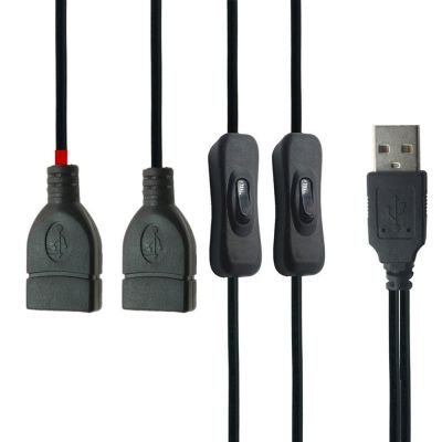 สาย USB ตัวผู้เป็นตัวเมียสายเปิดปิดคู่สลับโคมไฟ LED สายไฟฟ้า1เมตรอุปกรณ์อิเล็กทรอนิกส์แปลงวันที่สีดำ