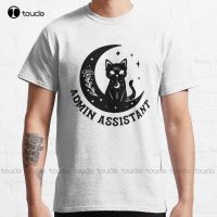 Administrative Assistant   Magical Cat On Moon Design Classic T Shirt Custom Aldult Teen Unisex Digital Printing Tee Shirts New XS-6XL