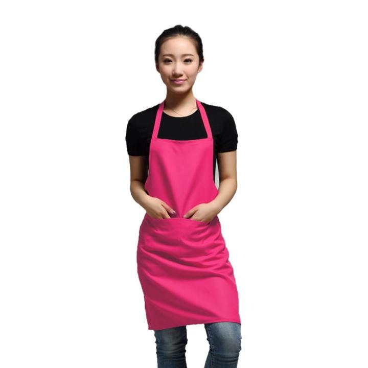 ผ้ากันเปื้อนการออกแบบคลาสสิก63x70cm-โพลีเอสเตอร์สีดำผ้ากันเปื้อนที่มีกระเป๋าผ้ากันเปื้อนโพลีเอสเตอร์ในห้องครัว