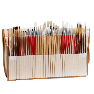 202138 pcs Paint Brushes Set with Canvas Bag Case Long Wooden Handle Art Supplies for Oil Acrylic Watercolor Painting
