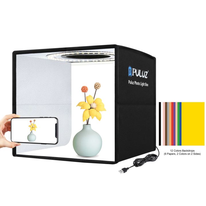 กล่องถ่ายภาพสินค้า-puluz-studio-box-ขนาด-40x40-cm-กล่องไฟถ่ายภาพ-กล่องถ่ายสินค้า-สตูดิโอถ่ายภาพ-พร้อมฉาก-12-สี