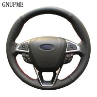 GNUPME สีดำหนังเทียมเย็บมือรถพวงมาลัยฝาครอบล้อสำหรับฟอร์ด Mondeo ฟอร์ดโฟกัส3 2015-2018พวงมาลัยถักเปีย