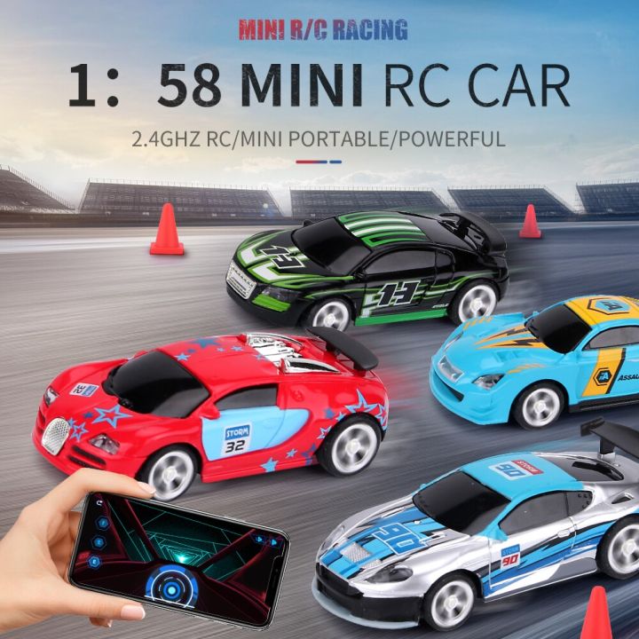 1-58-remote-control-mini-rc-car-battery-operated-racing-car-pvc-cans-pack-machine-drift-buggy-bluetooth-radio-controlled-toy-kid