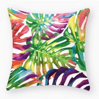 Tropical Leaves Cushion Cover 45*45cm Green Leaves Flowers Throw Pillows Sofa Home Decor Decoration Decor Pillowcase