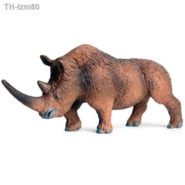 ของขวัญ-simulation-model-of-wildlife-prehistoric-red-hair-rhinoceroses-plastic-static-solid-hand-do-children-toys