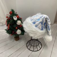 Plush Christmas hat 30x45cm bronzing striped fur-brimmed Adult hat Party atmosphere hat Christmas Hat Xmas Costume Pompom Santa