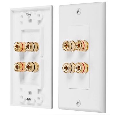 Home Theater Wall Plate - Premium Quality Gold Plated Copper Banana Binding Post Coupler Type Wall Plate