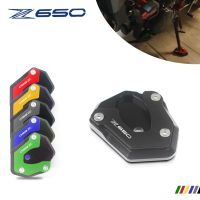 ♠จานชามสำหรับคาวาซากิ Z650 Z 650 2017-2020 2019 2018แผ่นตัวขยายสำหรับตั้งด้านข้างขาตั้งแบบยืดขยายได้อลูมิเนียม CNC รถจักรยานยนต์ล่าสุด