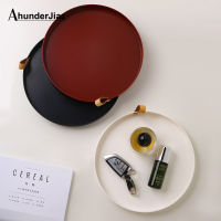 Nordic Round Desktop Storage Tray Solid Color Simple Decorative Trays Living Room Kitchen Plate Portable Organizer Home Decor
