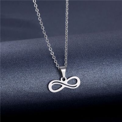 Women Love 8 Character Necklaces Stainless Steel Endless Pendant Friendship Necklace Jewelry Best Friend Gift
