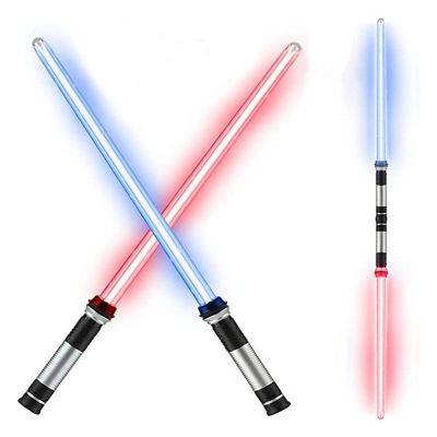 ❍﹍ 2PCS Scalable Flashing Light Saber Stick Double LED Glow Stick Light Saber Kpop Lightstick Cosplay Toys for Party Boys Girls