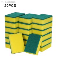 ﺴ☃☄ 20pcs Scrub Scouring Pad Garage Bowl Bathroom Double Sided Removing Cleaning Sponge Multi-Purpose Brush Dish Washing Absorbent