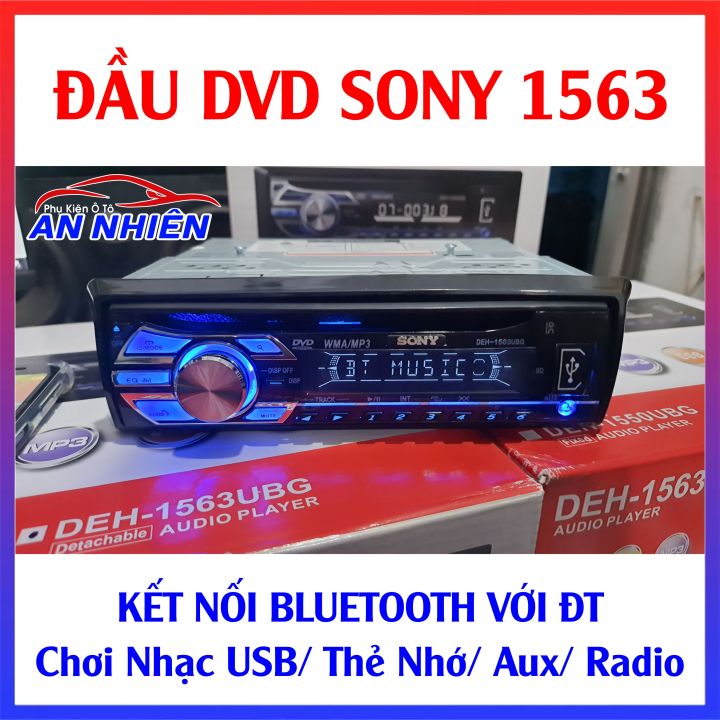 Kho Hải Phòng] Đầu Đĩa DVD Ô Tô SONY-1563 Kết Nối Bluetooth/ USB/ AUX/ Thẻ  Nhớ Micro SD/ Radio - Lắp Được Cho Mọi Xe Ô Tô 12V 