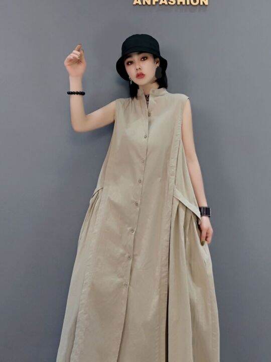 xitao-dress-solid-color-casual-sleeveless-dress