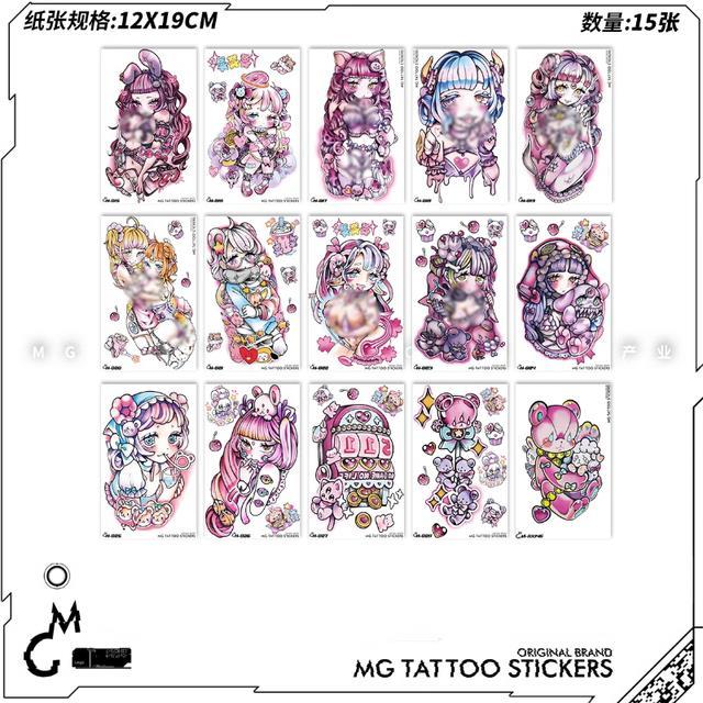 yf-15-pieces-set-12x19cm-waterproof-japanese-cartoon-anime-girl-cute-loli-sweetheart-colorful-flower-arm-tattoo-stickers-for-female
