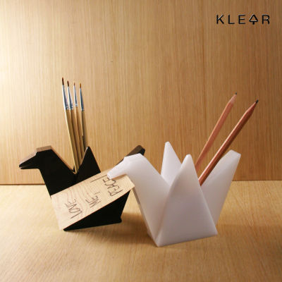 KlearObject Ori-tsuru pencil holder ที่เสียบดินสอ ที่เสียบปากกา ที่ทับกระดาษวางบนโต๊ะ ที่เสียบอะคริลิค นกกระเรียน กล่องใส่อุปกรณ์เครื่องเขียน วางของ