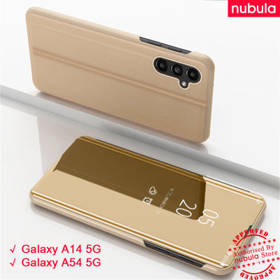 NUBULA สำหรับ Samsung Galaxy A14 5G | Galaxy A54 5G เคสพลิกกระจกเงาเคลือบสุดหรูฝาพับ Hp Galaxy Galaxy A54 A14 5G เคสแข็งแบบฝาพับในตัวทำจากหนัง PU ในตัวทำให้มองเห็นได้ชัดเจนเคสแบบพับปิดได้สำหรับ Samsung Galaxy A14 5G a54กาแลคซี