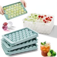 2/3 Pcs Round Ice Cube Tray with Lid and Bin Set Kitchen Ice Ball Maker Mold Making Ice Sphere for Chilling Cocktail Whiskey Tea Ice Maker Ice Cream M