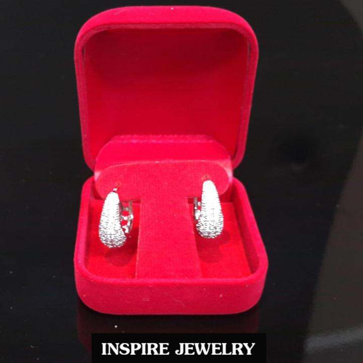 inspire-jewelry-ต่างหูห่วงเพชร-ขาล็อคงานจิวเวลลี่-งานเกรดพรีเมี่ยม-size-0-8x2cm-งานปราณีตพร้อมกล่องกำมะหยี่-น่ารัก-ใส่ถอดง่าย