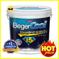 สีน้ำทาภายนอก BEGERCOOL DIAMONDSHIELD 15 #GW-8800 สี SUPER WHITE กึ่งเงา 2.5 แกลลอนWATER-BASED EXTERIOR PAINT BEGERCOOL DIAMONDSHIELD 15 #GW-8800 SUPER WHITE SEMI-GLOSS 2.5GAL **คุณภาพดี**