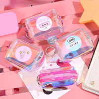 Women PVC Clear Coin Wallet Cute Girl Student Card Money Key Holder Purse Bag Pouch Pocket Small Cosmetic Lipstick Bag