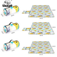 ผ้าห่มกลางแจ้งผ้าห่มชายหาดกันทรายขนาดใหญ่เสื่อปิกนิกอัลตราโซนิกใช้งานได้หลากหลายจิ้งจกพับได้สำหรับตั้งแคมป์เสื่อปิกนิกหญ้า