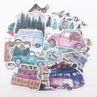 hot！【DT】◘  24PCS scrapbooking hand-painted stickers plant trees car bus life album journal happy planner label decoration