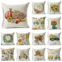 45x45cm Halloween Pillow Covers Retro Linen Cushion Cover Throw Pillow Case Sofa Seat Living Room Office Home Decor Pillowcase