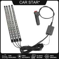 [COD Available] LED Ambient Light RGB Car Decorative Lamp Remote Music Control (Car charger-48)