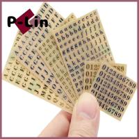 สติกเกอร์ตัวอักษรสีทอง P-LIN สติกเกอร์ตัวหนังสือทำจากนิกเกิลสติ๊กเกอร์ตัวเลขเงินสติกเกอร์การ์ดสติ๊กเกอร์ตัวอักษร