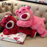 Disney Genuine Lotso Strawberry Bear Plush Bag Backpack Toy Winnie The Sleeping Blanket Doll Cartoon Flower Bouquet Girl Gif