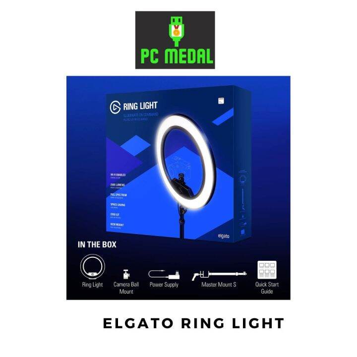 Elgato Ring Light Premium 2500 lumens Light with desk clamp and ball