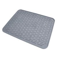 3X Large Silicone Placemat Dish Drying Mat Kitchen Draining Table Drain Mat Sink Non-Slip Pad Durable Pot Holder Gray