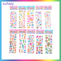 xuhaiy PINGZ 5 Sheets Cute Fishes Bubble Stickers Cartoon Scrapbooking Stickers