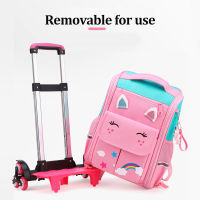 Cartoon Rolling Backpack for Kids Waterproof Trolley Bag School Backpack Wheeled Bag Children Trolley Backpack Wheels Nylon