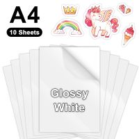 10 Sheets A4 Glossy White Printable Vinyl Sticker Paper Transparent Self-Adheisve Copy Paper DIY Crafts Label for Inkjet Printer