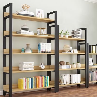 Shelving unit 4 floors, steel MDF wood floor- wood