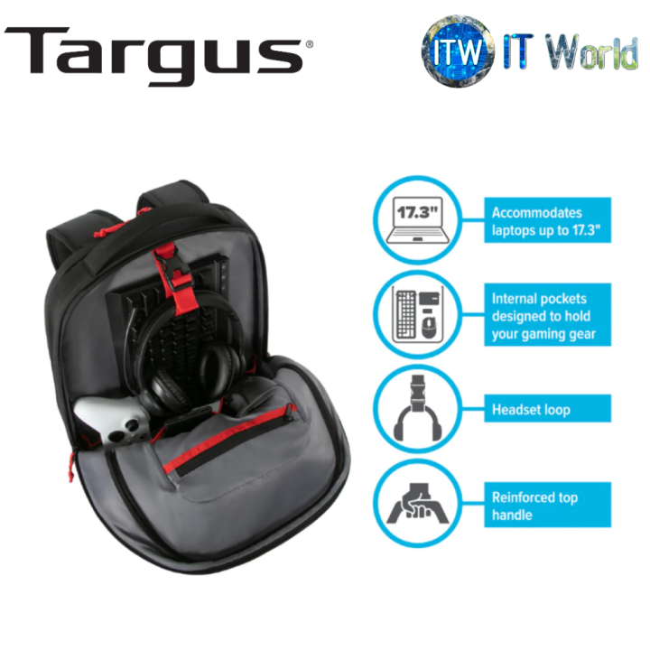 Targus 1718" Strike II Gaming Backpack Black/Red (TBB639GL70