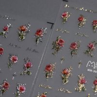 Gold Silver Pink Red Rose Flowers 3D Self Adhesive Nail Art Decorations Stickers High Quality Fashion Manicure Decals Wholesale Adhesives Tape