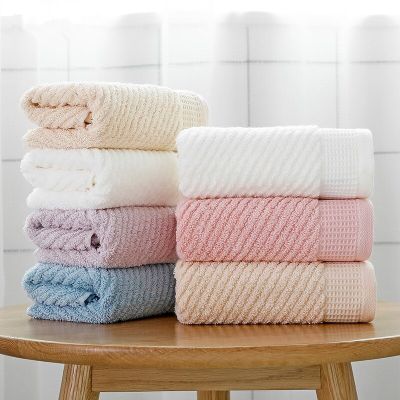 34x75cm 100% Cotton Hand Towel Solid Color Striped Absorbent Soft Home Hotel Travel Bathroom Thick Washcloth