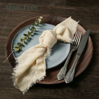 6pcs Napkins Cotton Cloth 41*41cm Rustic Gauze Hanky Tea Towel Dining Place Mats Wedding Supplies Linen Home Table Decor