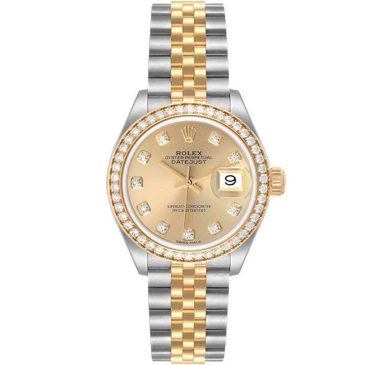 Rolexs Dattejusst Steel Yellow Gold Diamond Dial Bezel Ladies Watch By 