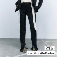 ZARA กางเกงกระบอกตรงผ้าซาติน เเหวกปลายขา N004-11