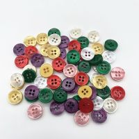 50pcs 12mm Color Resin Cat Eye Button Pearllight Bowl Shape Four Eye Button Wedding Decoration Sewing Accessories Haberdashery