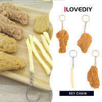 ILOVEDIY พวงกุญแจสามมิติที่เหมือนจริง,ขาไก่อาหารจานด่วนที่สะพายโทรศัพท์เฟรนช์ฟรายส์