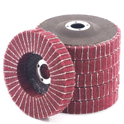 6PCS 4 Inch 240 Grit Red Nylon Fiber Flap Discs with Sandpaper,perfect for Paint Remove &amp; Stainless Steel Tube Polishing