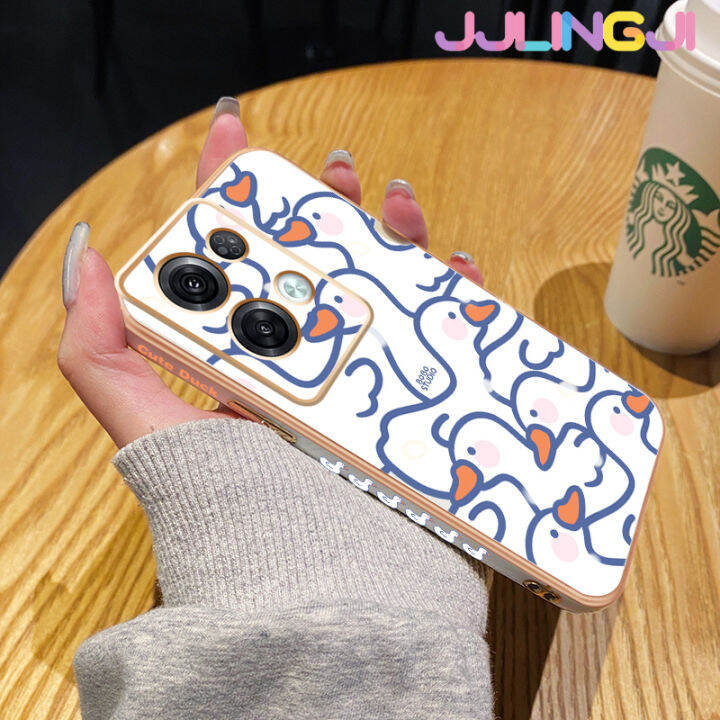 jlingji-เคสสำหรับ-oppo-reno-8-pro-5g-reno-10-pro-5g-reno8-reno-7-4g-f21-pro-f21s-เคสการ์ตูนน่ารักสวยงามสีขาวหงส์ขาวดีไซน์ใหม่เคสโทรศัพท์ซิลิโคนฝาปิดเลนส์เต็มรูปแบบป้องกันกล่องกันกระแทกกล้องเคสนิ่ม