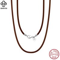 【CW】 Rinntin Italian 2mm Leather Cord Chain Necklace for Men with 925 Sterling Clasp Jewelry SC62