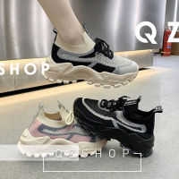 QZshop ขายดี?รองเท้าผ้าใบผู้หญิง รองเท้าผ้าใบแฟชั่นเพิ่มความสูง พื้นนิ่ม เสริมส้น สไตล์เกาหลี มาพร้อมสีสันสุดมินิมอล รองเท้าที่สาวๆตัวเล็กไม่ควรพลาด?